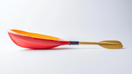 Red Kayak Paddle with a Wooden Handle on Isolated Background. Generative AI