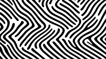 Poster - Intertwined Wavy Lines Creating a Black and White Optical Illusion Style Geometric Pattern Abstract Art