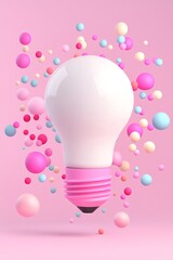 Poster - Creative light bulb concept abstract background 3d render colorful environment playful viewpoint innovation idea