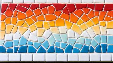 Poster - Irregular Mosaic Tile Arrangement in Gradient Color Pattern Creates Striking Visual Design