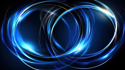 Poster - Abstract Blue Light Swirls on Dark Background for Creative Use