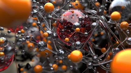 Poster - Abstract Molecular Structure with Colorful Atoms and Bonds
