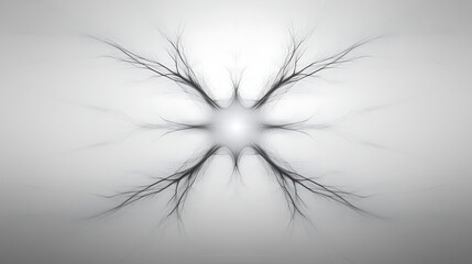 Poster - Light Emanating Abstract Starburst Fractal with Delicate Branching Lines on Soft Grey Background