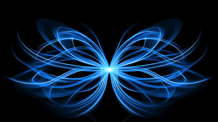 Poster - luminous blue energy waves abstract design on a black background contemporary graphic art style