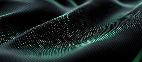 Aufkleber - Abstract digital fabric texture, dark background, glowing green lines