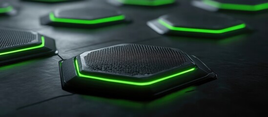 Poster - Futuristic Hexagon Panels with Green Glow