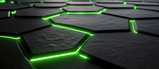 Poster - Hexagonal Pattern Lit with Neon Green
