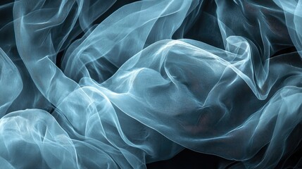 Poster - Ethereal Flowing Blue Fabric Background with Soft Textures and Light