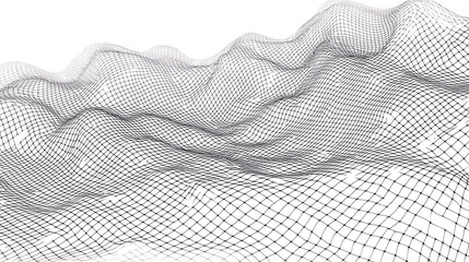 Poster - Mesh Network Geometric Landscape Graphic Art Digital Rendering Digital Terrain Abstraction