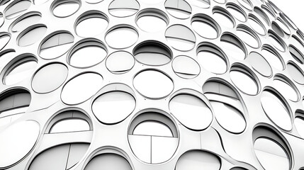 Poster - Modern Architecture Facade with Circular Perforations in an Abstract Design Composition