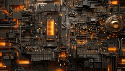 Aufkleber - Futuristic Circuit Board with Illuminated Components