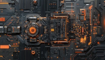 Aufkleber - Futuristic circuit board, glowing, detailed, technological background