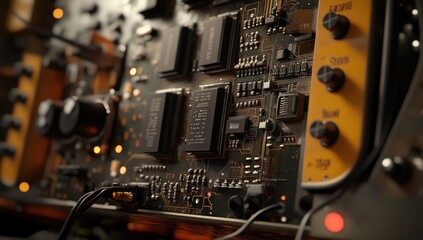 Aufkleber - Close-up Circuit Board with Controls in Tech Lab