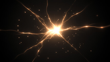 Wall Mural - neural network light burst with radiating trails dark background for data visualization innovation