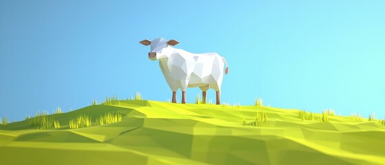 Canvas Print - Simple cow in a field. AI.