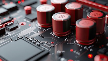 Aufkleber - Close-up circuit board with capacitors