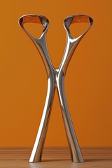 Poster - Modern metal sculpture. AI.