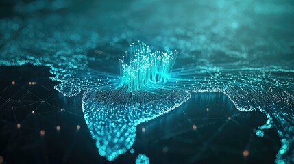 Poster - Glowing Network Visualization of India with Digital Particles and Lights