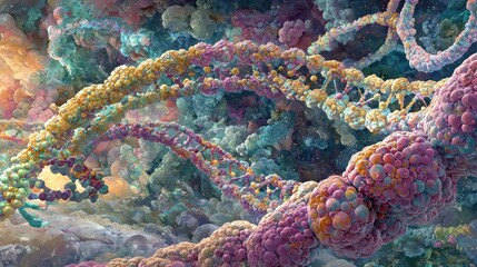 Poster - Colorful Molecular Structure in Abstract Space Environment Design