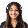 © MdAfzal - Smiling call center operator with headset provides telephone customer support isolated on transparent background