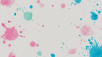 Poster - Playful Watercolor Splashes Composition in Pink Teal and Blue Fluid Design Backdrop for Creative Projects