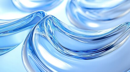 Poster - Flowing Abstract Water Ripples in Bright Blue Tones and Light