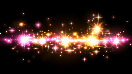 Poster - Radiant Bursts of Light Sparkle with Enchanting Luminousity on a Dark Canvas Backdrop for Design