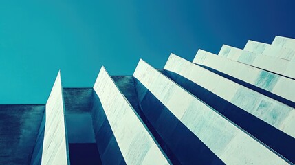 Poster - Abstract Architecture with Geometric Lines and Blue Sky Background