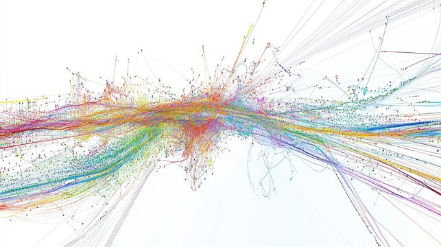 Abstract Colorful Data Visualization with Dynamic Lines and Dots