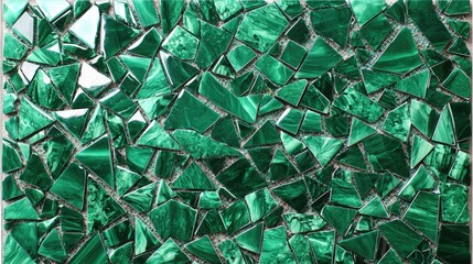Poster - Green Mosaic Tile Pattern with Various Textures and Shapes