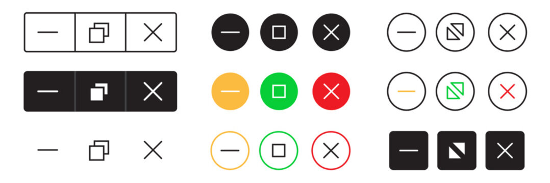 Maximize and minimize  close buttons . Vector isolated window browser icon