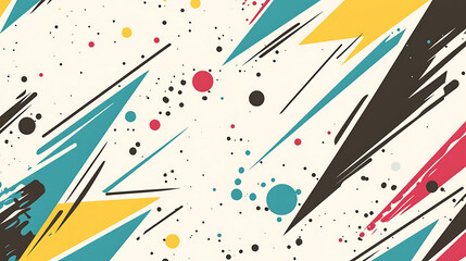 Poster - Retro Geometric Background with Memphis Inspired Design and Graphic Elements Illustration