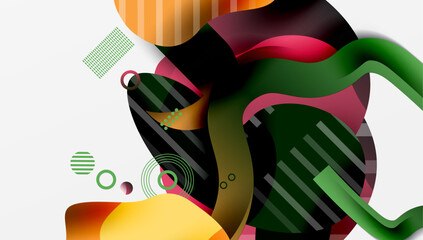 Aufkleber - Vibrant abstract background overlapping shapes