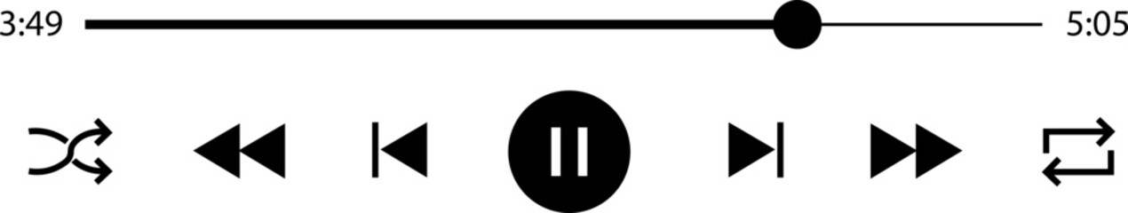 Poster - Multimedia video and music pause button icon. Video streaming frame on internet, modern social media video pause interface template live digital stream vector isolated on transparent background.