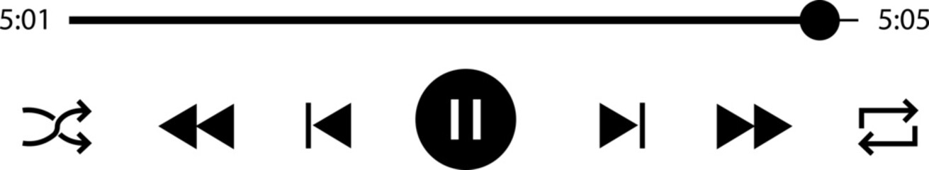 Poster - Multimedia video and music pause button icon. Video streaming frame on internet, modern social media video pause interface template live digital stream vector isolated on transparent background.