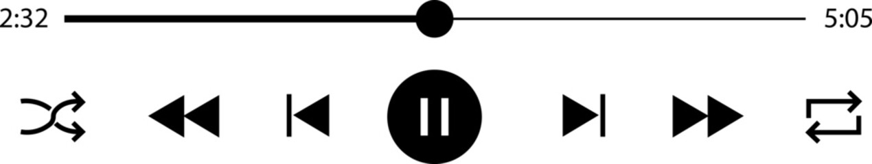 Poster - Multimedia video and music pause button icon. Video streaming frame on internet, modern social media video pause interface template live digital stream vector isolated on transparent background.