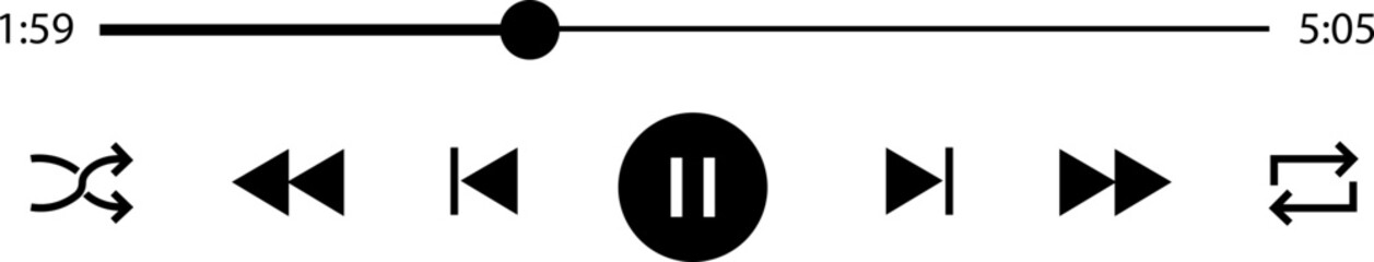 Poster - Multimedia video and music pause button icon. Video streaming frame on internet, modern social media video pause interface template live digital stream vector isolated on transparent background.