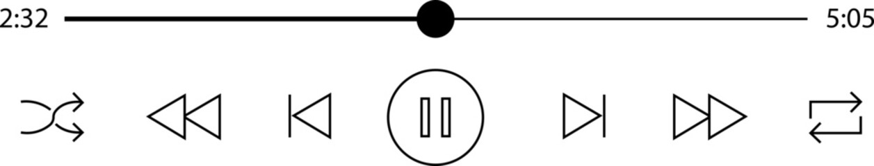 Poster - Multimedia video and music pause button outline icon. Video streaming frame on internet, modern social media video interface template live digital stream vector isolated on transparent background.