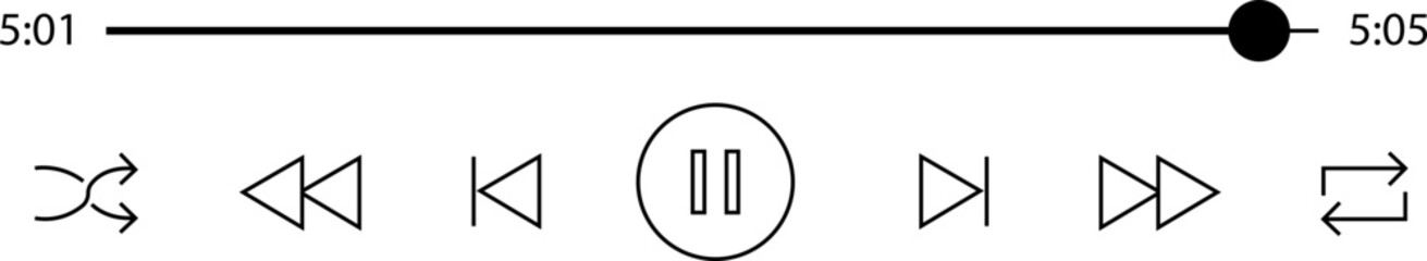 Poster - Multimedia video and music pause button outline icon. Video streaming frame on internet, modern social media video interface template live digital stream vector isolated on transparent background.