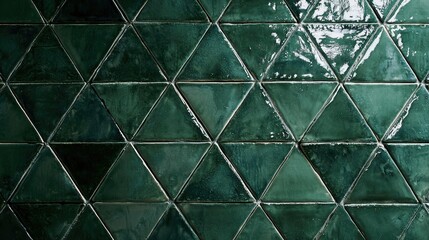 Poster - Green Triangular Ceramic Tiles with Shiny Glazed Finish