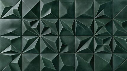Poster - Textured geometric tiles in deep green for modern design aesthetics
