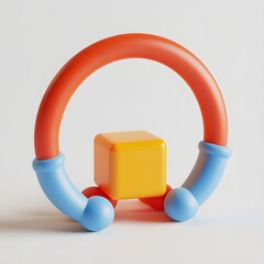 Aufkleber - Colorful abstract shape, studio, cube, ring