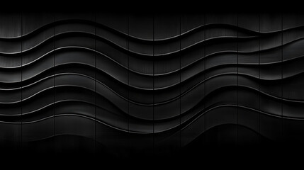 Poster - Striking Black Wavy Wall Panel Design with Abstract Texture for Modern Interiors and Architecture