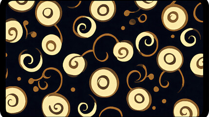 Poster - Swirling Spirals and Round Shapes Amidst a Dark Backdrop Artistic Texture with Decorative Elements