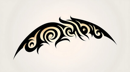 Poster - Tribal Inspired Wing Design with Swirling Elements and Ornamental Black Ink Pattern Illustration