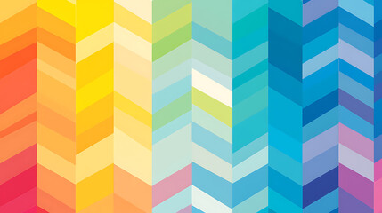 Poster - Vibrant Color Palette Geometric Chevron Pattern Abstract Colorful Rainbow Background Design Backdrop