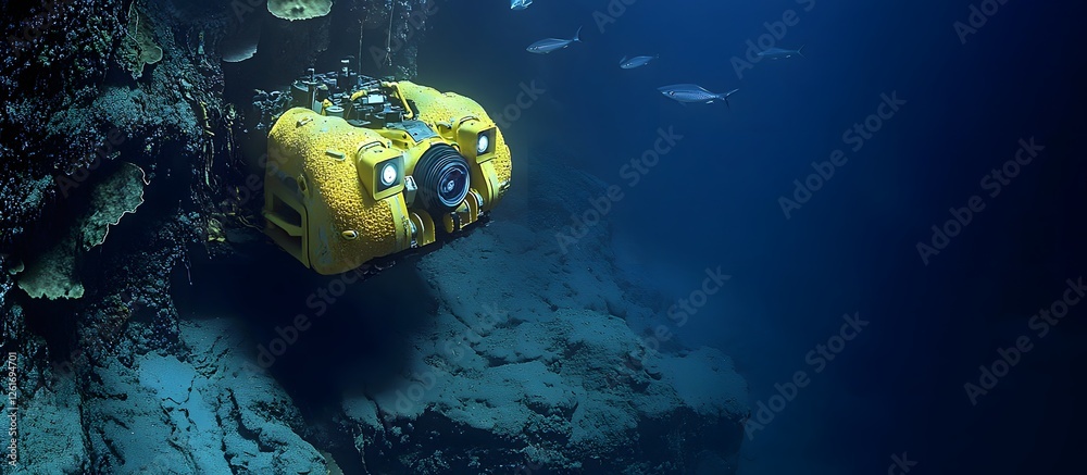Cave Rov Underwater ROV exploring coral cave Stock Photo | Adobe Stock