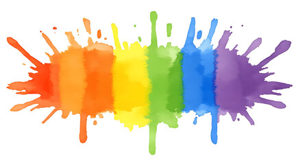Poster - Vibrant Rainbow Watercolor Splatter of Diverse Colorful Hues Artistic Expression and Celebration