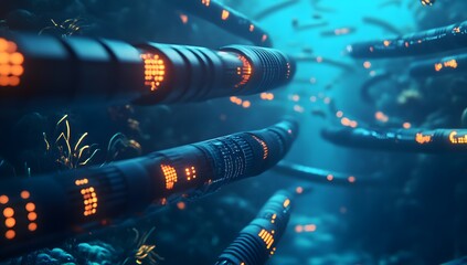 Poster - Futuristic underwater tech tubes network