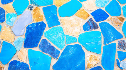 Poster - Vibrant Terrazzo Tile Pattern with Turquoise and Beige Stone Pieces Abstract Aesthetic Design
